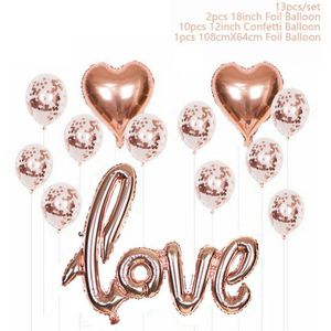 13 Stks/set Liefde Brief Folie Ballonnen Rose Gold Confetti Ballon Voor Bruiloft Decoratie Bruid Om Party Benodigdheden