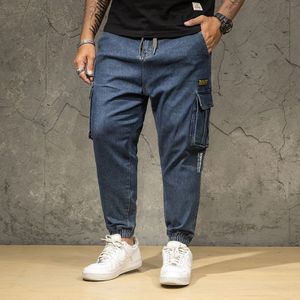 Extra Xl Menswear Mannen Cargo Jeans Losse Plus Size Gewassen Denim Enkellange Broek Plus Size Mannen Kleding