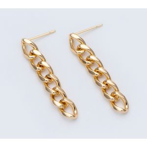 10Pcs Chain Link Oorbel Studs, Gold Tone Messing, geometrische Oor Post Bevindingen Diy Sieraden Maken (GB-778)