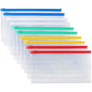 5Pcs Plastic Enveloppen Poly Clear Zip Enveloppen Organisatoren Zakken Rits Bestand Mappen, a4 Size 5 Kleuren Voor School Office