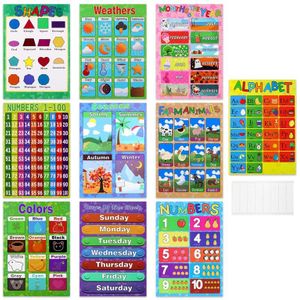 10Pcs Educatief Voorschoolse Posters Grafieken Voor Kleuters Peuters Kids Kleuterschool Klaslokalen Omvat Alfabet Letters