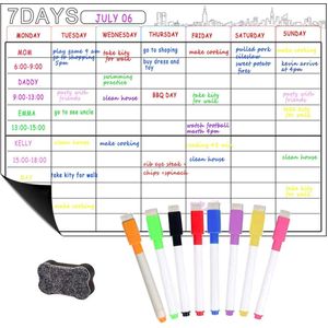 Magnetische Whiteboard Droge Wissen Kalender Set 17X12 &#39;&#39;Whiteboard Wekelijkse Planner Voor Koelkast Koelkast Keuken Whiteboard