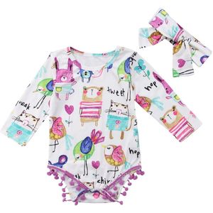 Pasgeboren Baby Baby Meisjes Lange Mouwen Romper Cartoon Beer Print Jumpsuit Baby Meisjes Kleding