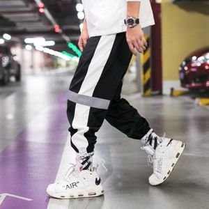 Koreaanse Japanse Flash Reflecterende Broek Mannen Joggers Hip Hop Side Striped Track Broek Harem Baggy Broek Streetwear