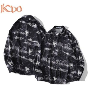 Mannen Shirt Lente Lange Mouwen Vest Zwart Gedrukt M L Xl Xxl Blouse Casual Losse Koreaanse Paar Vintage Streetwear