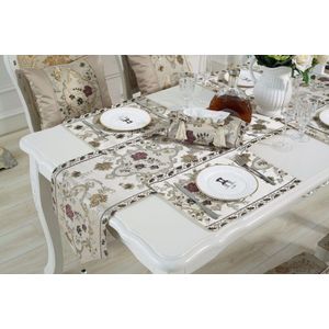 Tafelloper Luxe Zijde Borduurwerk Tafellopers Decoratieve Bed Runner Tafel Vlag Woonkamer Hotel Tafelkleden Home Decor