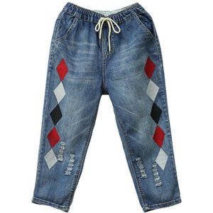 Max Lulu Mode Zomer Dames Luxe Borduurwerk Jeans Womens Vintage Ripped Denim Broek Losse Gaten Elastische Harembroek
