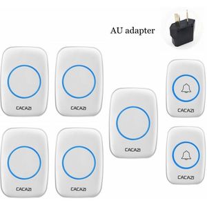 Cacazi Waterdichte Draadloze Deurbel Led Licht 300M Remote 2 Batterij Knop 5 Ontvanger Us Eu Plug Thuis Draadloze Deur bell Chimes