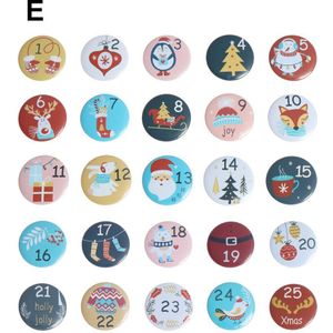 24 Stks/set Kerst Badges Vrolijk Kerst Advent Kalender Nummer Badge Diy Kerst Cadeau Metalen Labels Xmas Nieuwjaar Ornament