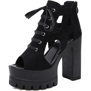 Gdgydh Open Teen Gladiator Sandalen Vrouwen Platform Dikke Hakken Cross-Gebonden Dames Zomer Schoenen Schoeisel