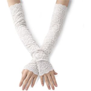 Vrouwen Zwart Wit Beige Roze Zon Bescherming Lange Arm Mouwen Handschoenen Kanten Handschoenen Bruiloft Jurk Guantes Rijden Handschoenen 43cm
