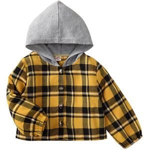 Kinderen Geel Plaid Jas Dunne Sweatshirt Voor Kinderen