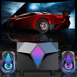 Usb Bedrade Computer Speakers Bass Stereo Subwoofer Kleurrijke Led Light Laptop Usb Subwoofer Desktop Game X2 Kleurrijke Verlichting