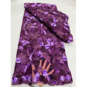 Fabriek Biedt 2022 Klassieke Tie-Geverfd Afrikaanse Tule Kant Met Pailletten Kant Stof Voor Party Lange jurk NN588_Z