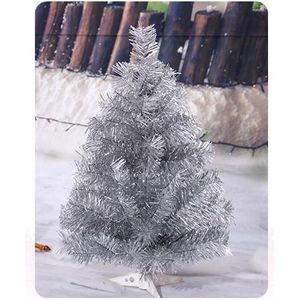 1 Set 60Cm Kunstmatige Zilveren Kerstboom Stijl Pvc Nep Boom Voor Xmas Mini Kerstboom Bureau ornament Decoraties