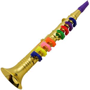 Musical Wind Instrumenten Klarinet Voor Kinderen Peuters Abs Gouden Klarinet Met 8 Gekleurde Toetsen