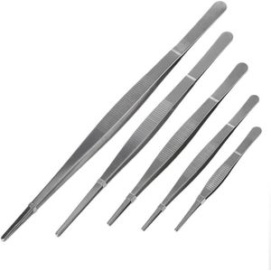 1 Pc Lange Barbecue Voedsel Tong Pincet Roestvrijstalen Rechte Getande Pincet Huis Tuin Keuken Bbq Tool