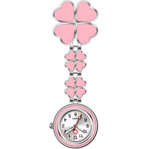 10 Stks/partij Legering Metalen Liefde Vier Clover Verpleegster Arts Pocket Horloges Vrouwen Heren Unisex Quartz Hang Horloges