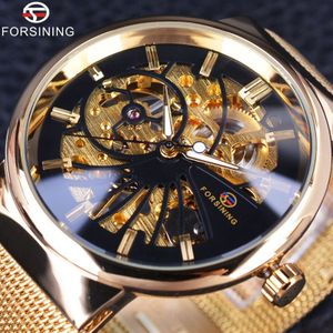 Forsining Luxe Dunne Case Unisex Waterdicht Heren Samll Wijzerplaat Horloges Top Luxe Mechanische Skelet Horloges