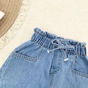 Herten Jonmi 2022 Lente Koreaanse Stijl Baby Meisjes Zachte Denim Broek Effen Kleur Peuters Kids Bud Jeans Casual Broek