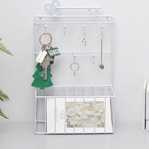 Ijzer Opslag Mand Haak Punch-Gratis Multifunctionele Opbergrek Sleutel Deur Achter Haak Organizer Decoratie Opslag