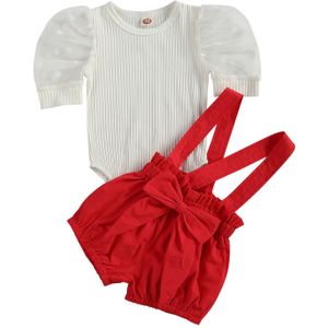 Focusnorm Zoete Zomer Baby Meisjes Kleding Sets Dot Kant Bladerdeeg Mouw Romper Tops Overalls Shorts 2 Stuks