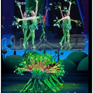 Chinese Wind Dans Kostuum Little Tree Dans Jurk Prestaties Kostuum Kind Blad Kostuum Collectieve Stage Performance Kleding