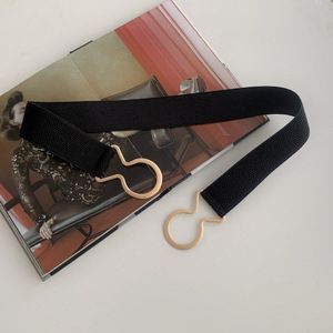 Goud Ronde Gesp Elastische Brede Vrouwen Riem Mode Wit Zwart Stretch Vrouwelijke Taille Riem Dames Jas Jurk Tailleband