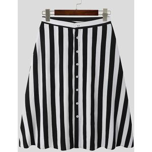 Knappe Goed Passende Mannen Mode Gestreepte Comfortabele Pantalons Stijlvolle Mannelijke Losse Knop Rechte Rokken Lange Broek S-5XL