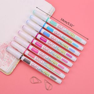 8 Kleuren Dubbele Lijn Overzicht Pen Glitter Fluorescerende Marker Diy Schrijven Tekening E65A