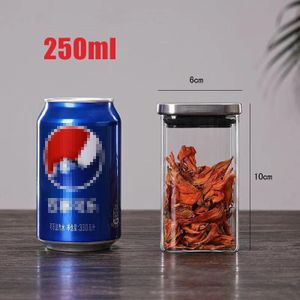 Verzegelde Glazen Potten Met Deksels Voor Koffie Opslag Kan Vierkante Snoep Koekjes Pot Keuken Glas Mason Jar Voedsel Container Bulk granen
