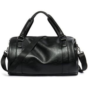 Mannen Reistas Duffle Pu Leer Mannen Reizen Zwart Schoudertassen Handtassen Ronde Emmer Vorm Messenger Bag Bakken sac Bolsa