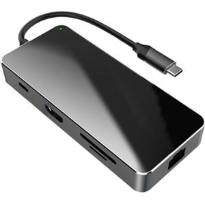 -8 In 1 USB-C Hub Type-C Multipoort Kaartlezer Adapter 4K Hdmi Voor Notebook, gigabit Lan-poort