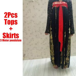 Vrouwen Zwarte Hanfu Traditionele Chinese Kleding Festival Outfit Borduren Oude Folk Stage Prestaties Dans Kostuums DN5500