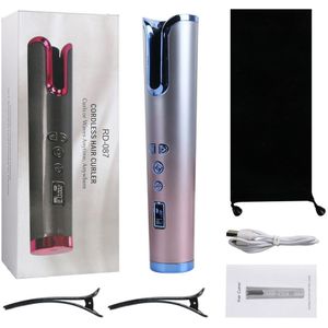 Draadloze Automatische Hair Curler Draadloze Draagbare Haar Ijzer Krultang Golven Usb Oplaadbare Lcd Display Snelle Verwarming Keramische Krullend