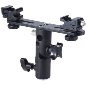 Dubbele Flitsschoen Flash Umbrella Holder Light Stand Mount Voor Fotografie Camera