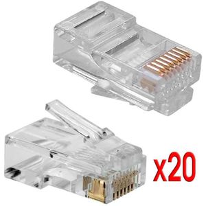 Ociodual Partij Van 20 RJ45 Ethernet Netwerk Connectors Voor Krimpen 20x CAT.5E Connector Kabel Crimpar Met X Pin Onderdelen