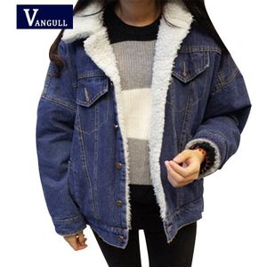 Winter Jas Jas Vrouwen Fleece Voering Denim Bomber Jassen Retro Dikke Herfst Elegante Mode Herfst Jassen VANGULL