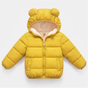 Dikke Baby Snowsuit Hooded Winter Jas Katoenen Baby Sneeuw Wear 5 Kleur Solid Kids Snowsuit voor Jongens en Meisjes