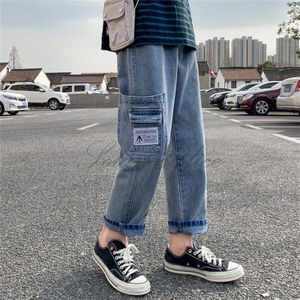 Mannen Voorjaar/Zomer Mid-Taille Straight Enkellange Jeans Losse Wijde Pijpen tiener Casual Broek