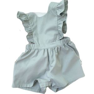 Baby Meisje Jumpsuit Effen Kleur Overalls Schattige Baby Meisje Broek Zoete Lotusblad Mouwloze Kind Baby Meisje Kostuum