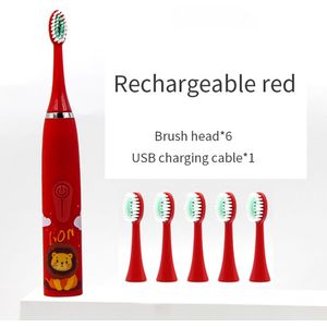 Creatieve Wassen Kinderen Elektrische Tandenborstel Draagbare Ultrasone Oplaadbare Soft Haar Cartoon Tandenborstel