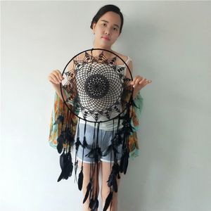 Grote Grote Ronde 40 Cm Zwarte Droom Catchers Vintage Rustieke Home Decor Ornamenten Muur Opknoping Dreamcatcher Beddengoed Kamer Decoraties