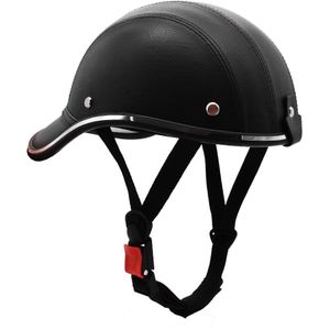 Wosawe Pu Elektrische Fiets Scooter Rijden Helm En Anti-Uv Goggle Motorfiets Fietsen Half Open Helm Baseball Cap