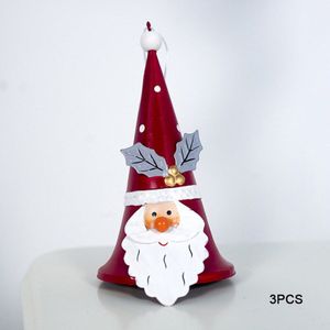 3Pcs Kerst Hand Bell Decoraties Wind Ijzeren Art Geschilderd Santa Hoorn Bel Kerstboom Hanger Sneeuwpop Elanden Hanger Decoratie