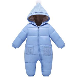 Baby Jongens Meisjes Winter Down-Katoen Warm Klimmen Kleding Kinderen Fluwelen Dikker Rits Hooded Jumpsuit Unisex Slijtage 90-120Cm