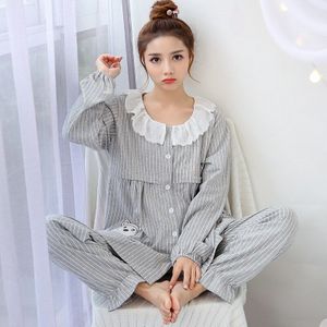 Zoete Grey Katoen Moederschap Verpleging Nachtkleding met Kant Mooie Nachtkleding Kleding voor Zwangere Vrouwen Zwangerschap Pyjama Suits