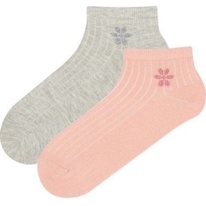 Penti Multicolour Mini Bloem 2&#39;li Booties Sokken Korte Voor Vrouwen Ballerina Kleurrijke Sokken Katoen Casual