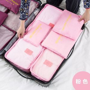 6 in 1 travel gebruik Koffer organizer sets opbergzakken waterdichte bagage sorteren zakken 6 stuks per set cosmetische 10 kleuren