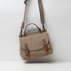 Originele Artistieke Retro Britse Vrouwen Tas Alle-Match Eenvoudige Canvas Diagonaal Pakket Ins Postbode Commuter Handtas